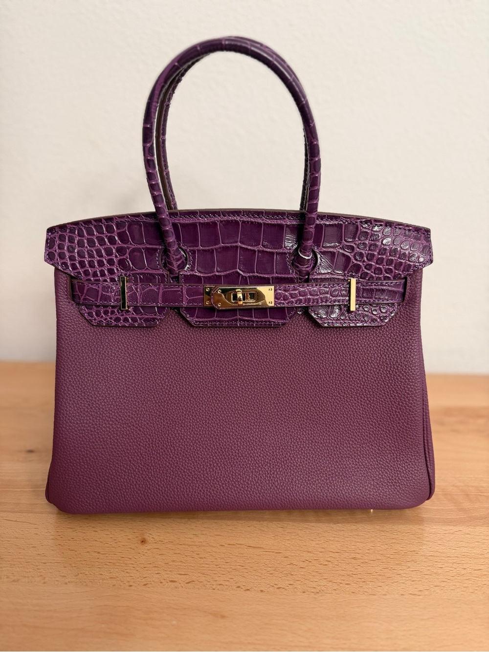 EMBOSSED CROCODILE Birkin 30  TOUCH Togo Anemone purple Retourne GHW